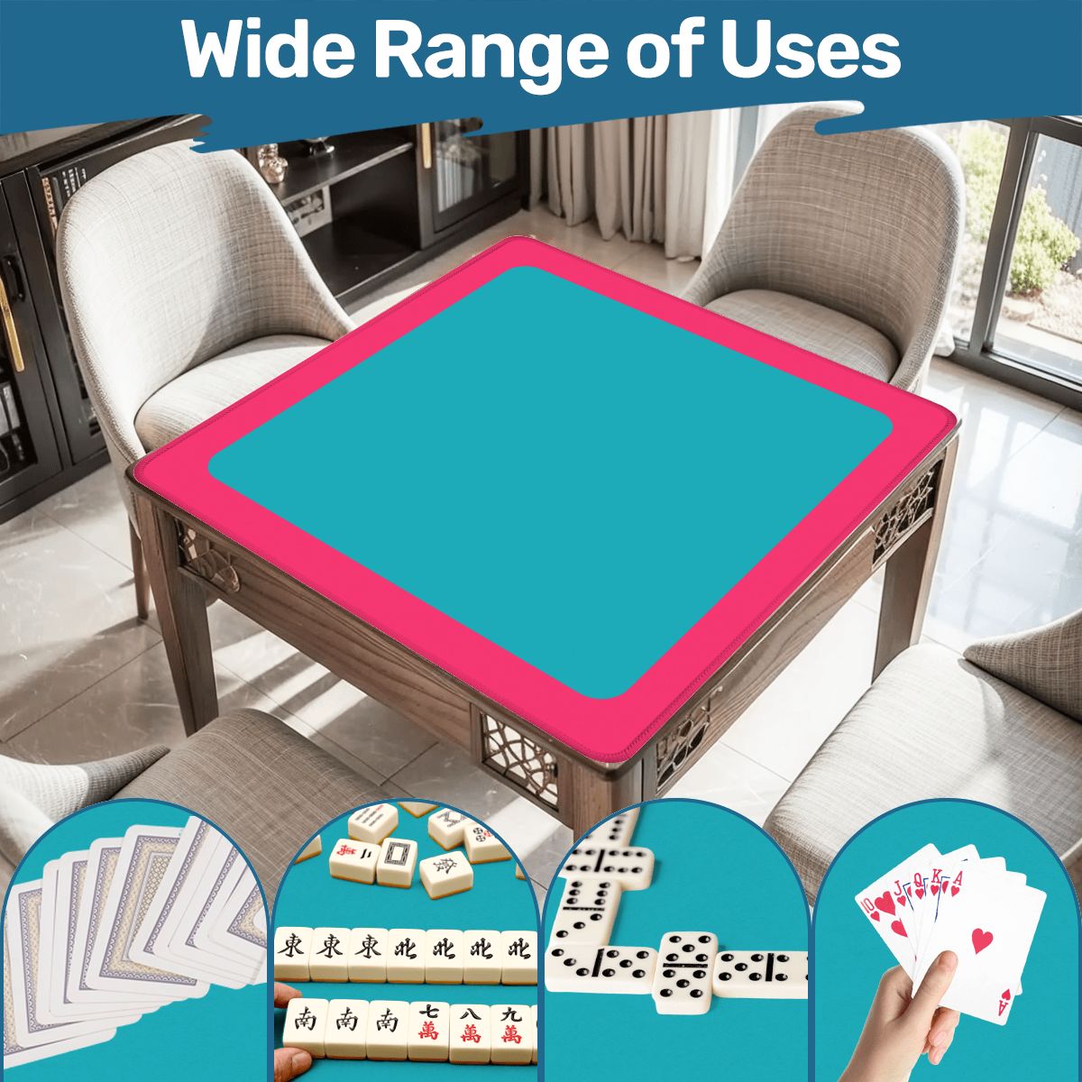 Mahjong Mat Magenta Teal Rounded Border