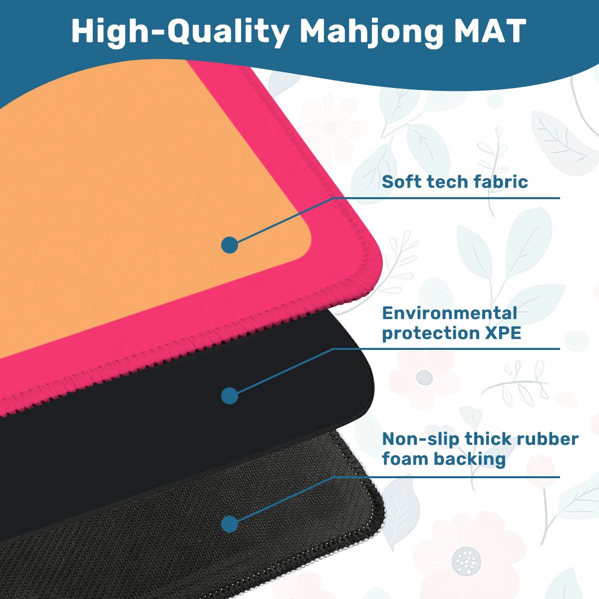 Mahjong Mat Peach Orange Rounded Border