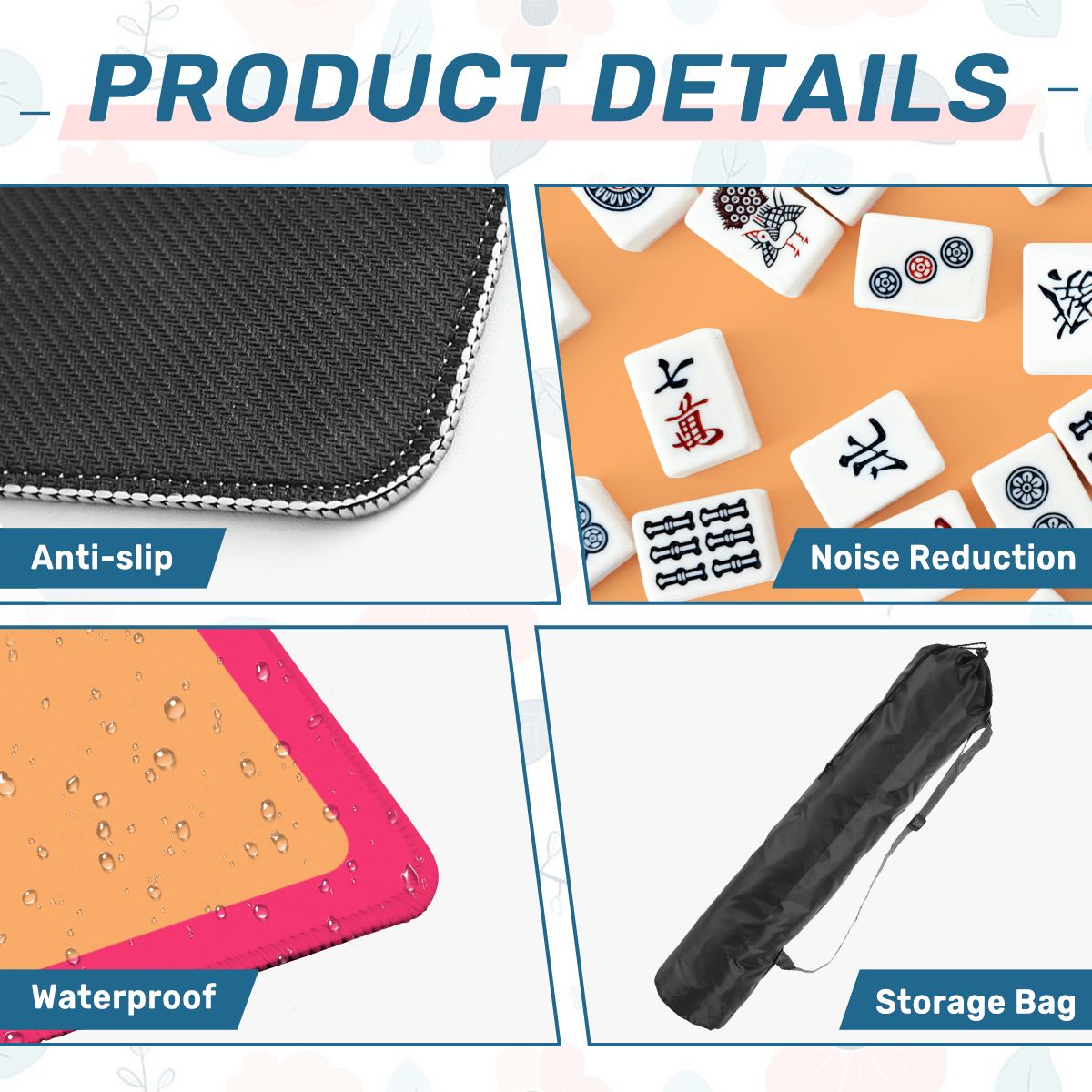 Mahjong Mat Peach Orange Rounded Border