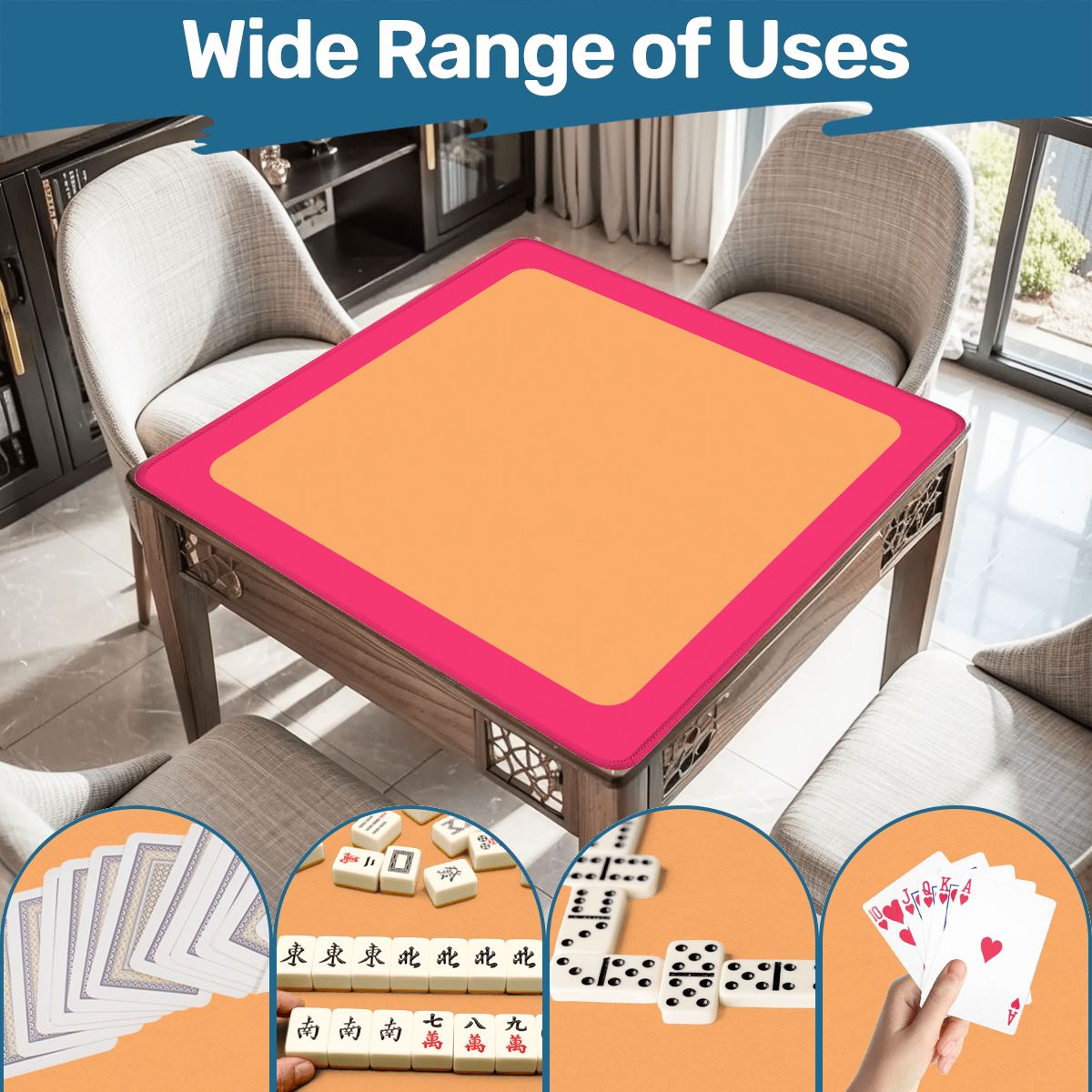 Mahjong Mat Peach Orange Rounded Border