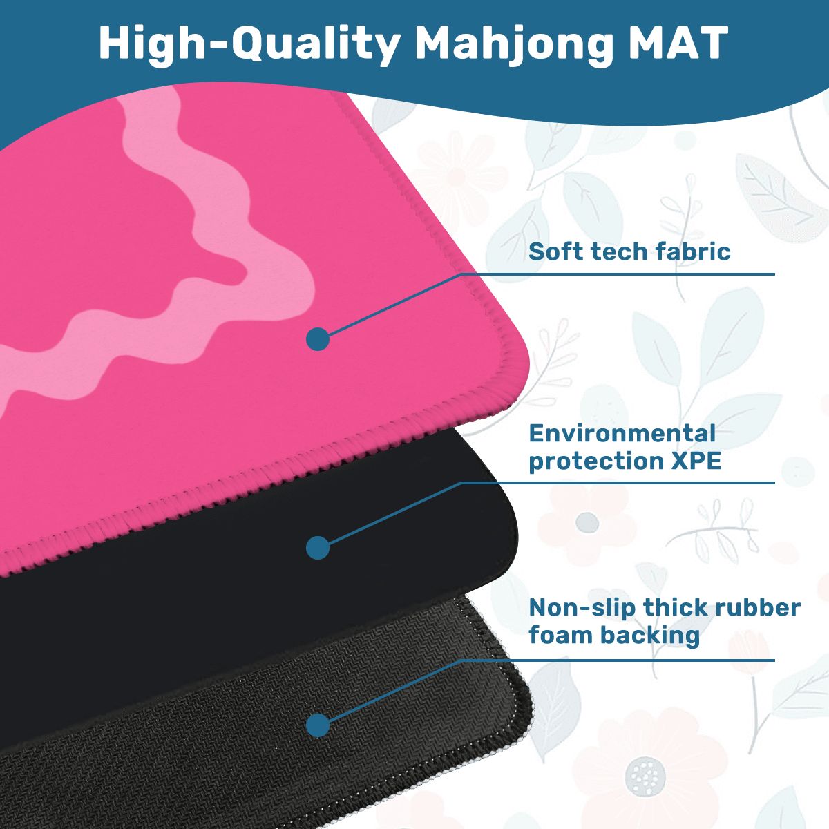 Mahjong Mat Pink Ruffled Border