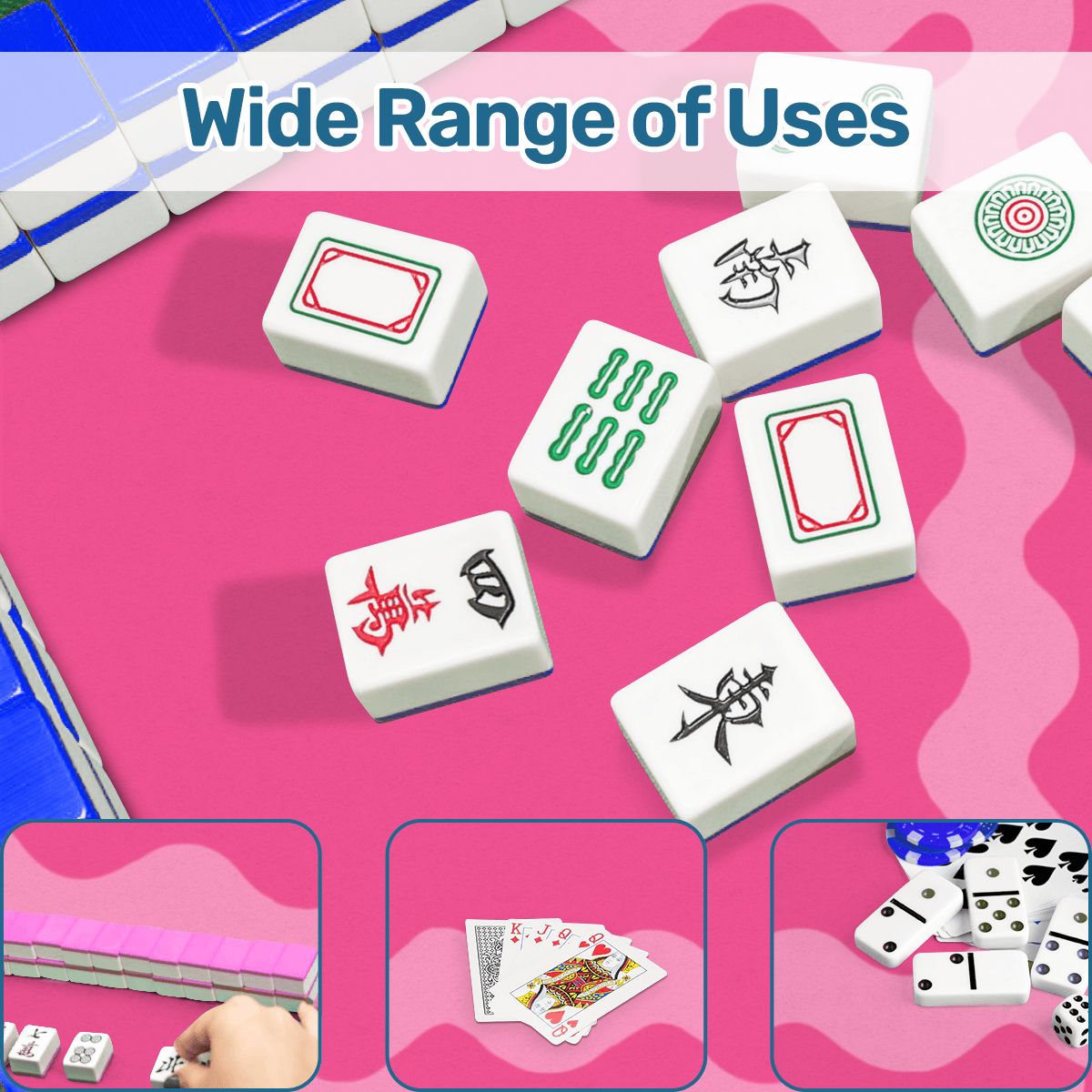 Mahjong Mat Pink Ruffled Border