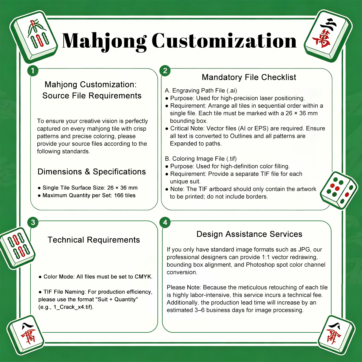 Mahjong Tiles Set (Double-Sided Design)