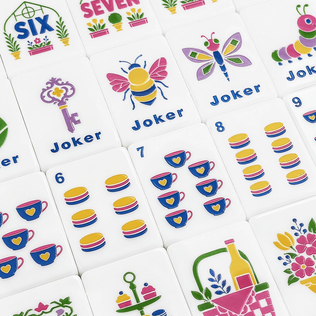 Mahjong Tiles Set (Floral Garden Style) (Single Layer)