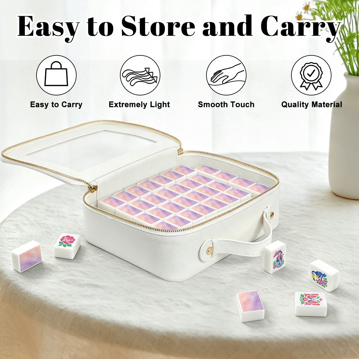 Mahjong Tiles Set (Traditional Porcelain Style) (Single Layer)