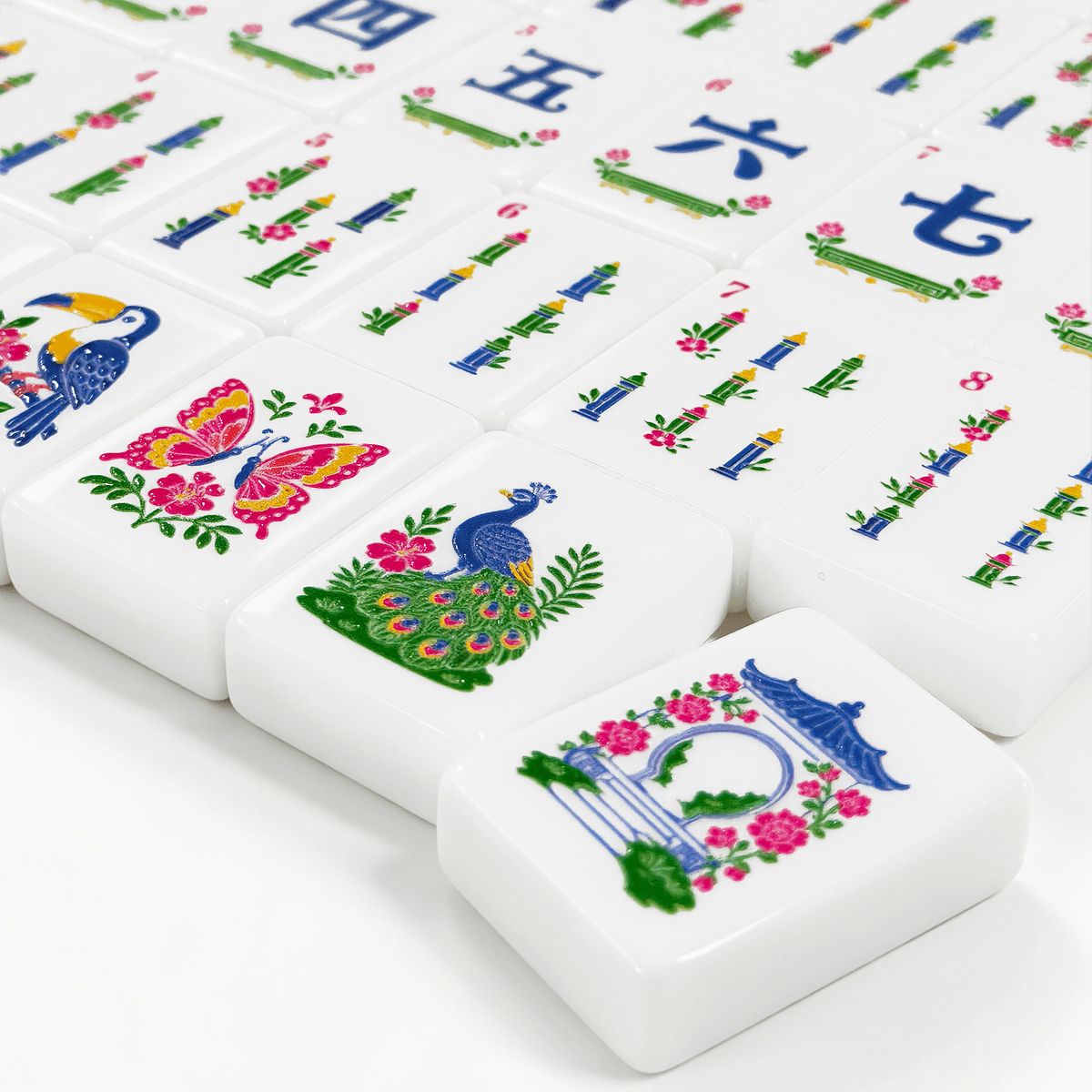 Mahjong Tiles Set (Traditional Porcelain Style) (Single Layer)