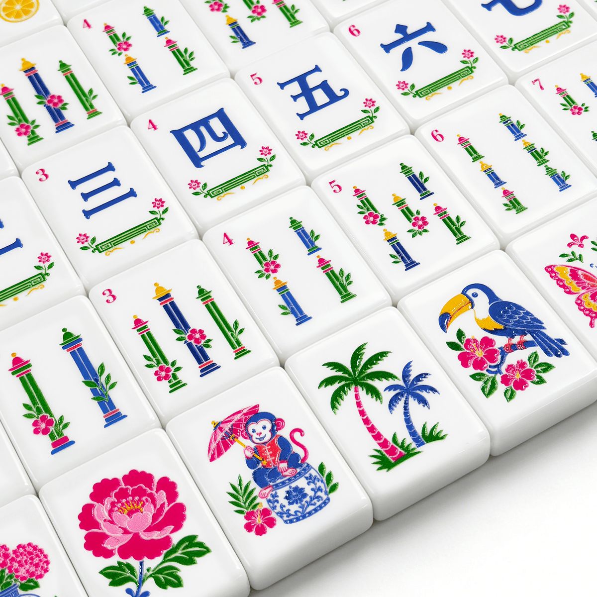 Mahjong Tiles Set (Traditional Porcelain Style) (Single Layer)