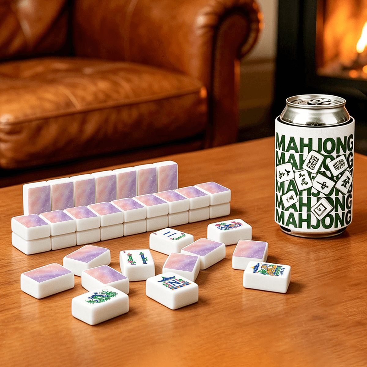 Mahjong Tiles Set (Traditional Porcelain Style) (Single Layer)