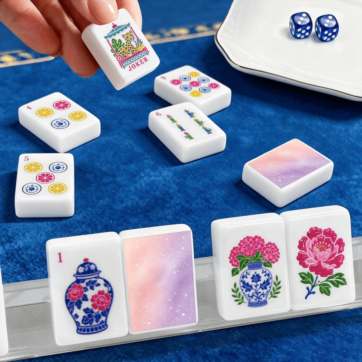 Mahjong Tiles Set (Traditional Porcelain Style) (Single Layer)