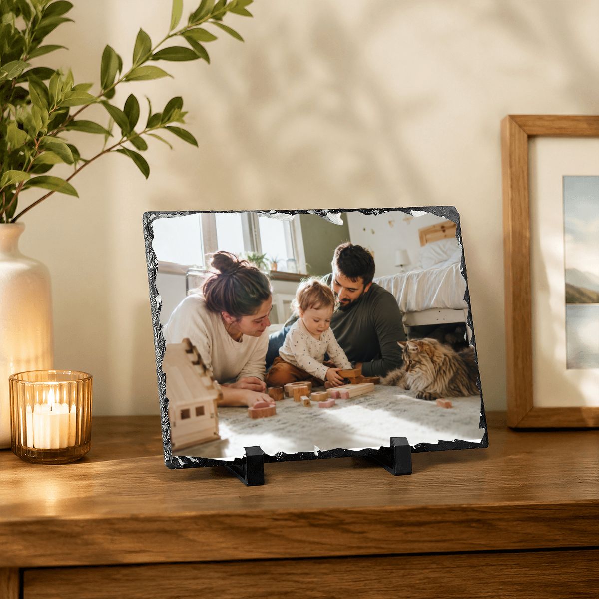 Memorial Photo Rock Slate Frame