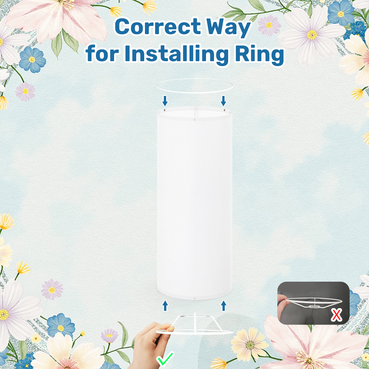 Modern Standing Floor Lamp Shade with Ring (Made in USA)