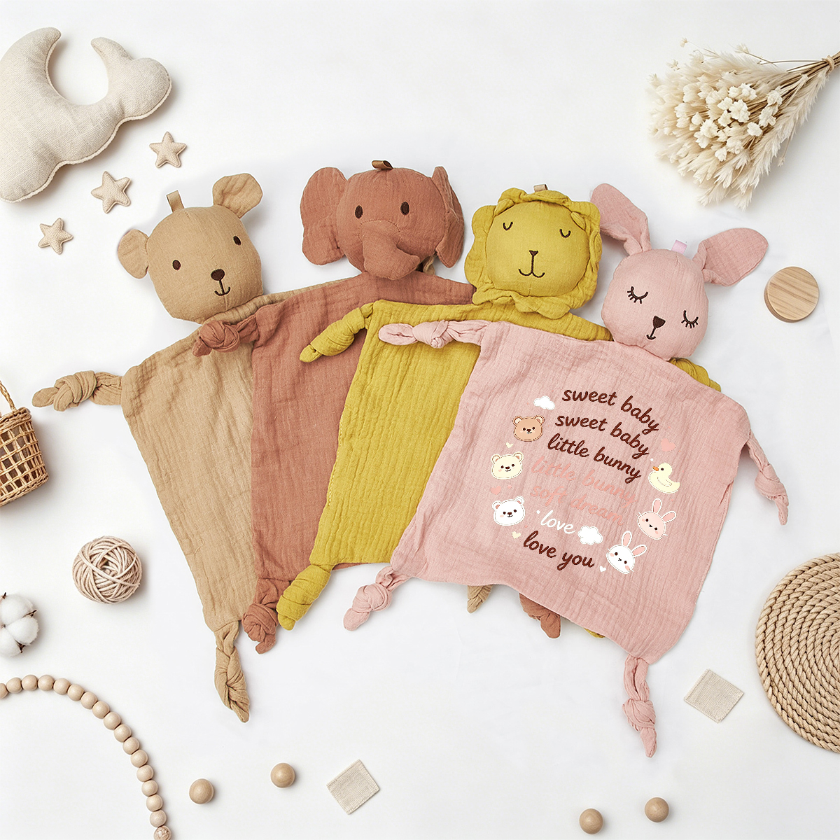 Muslin Baby Lovey - Animal Security Blanket