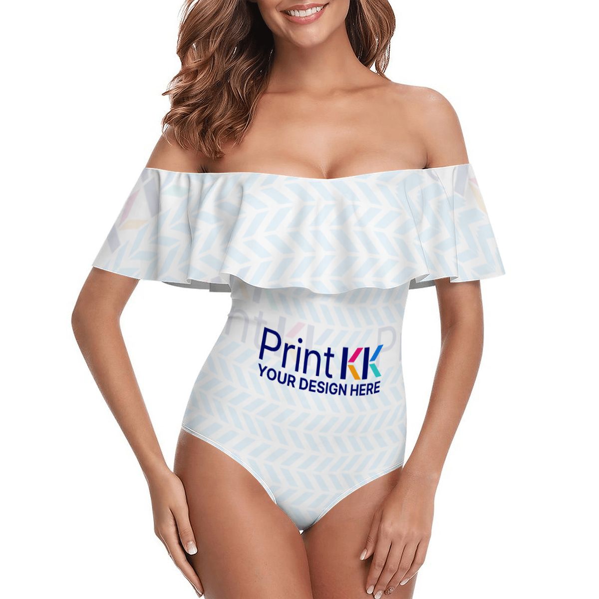 Off Shoulder Ruffle One-Piece Swimsuit