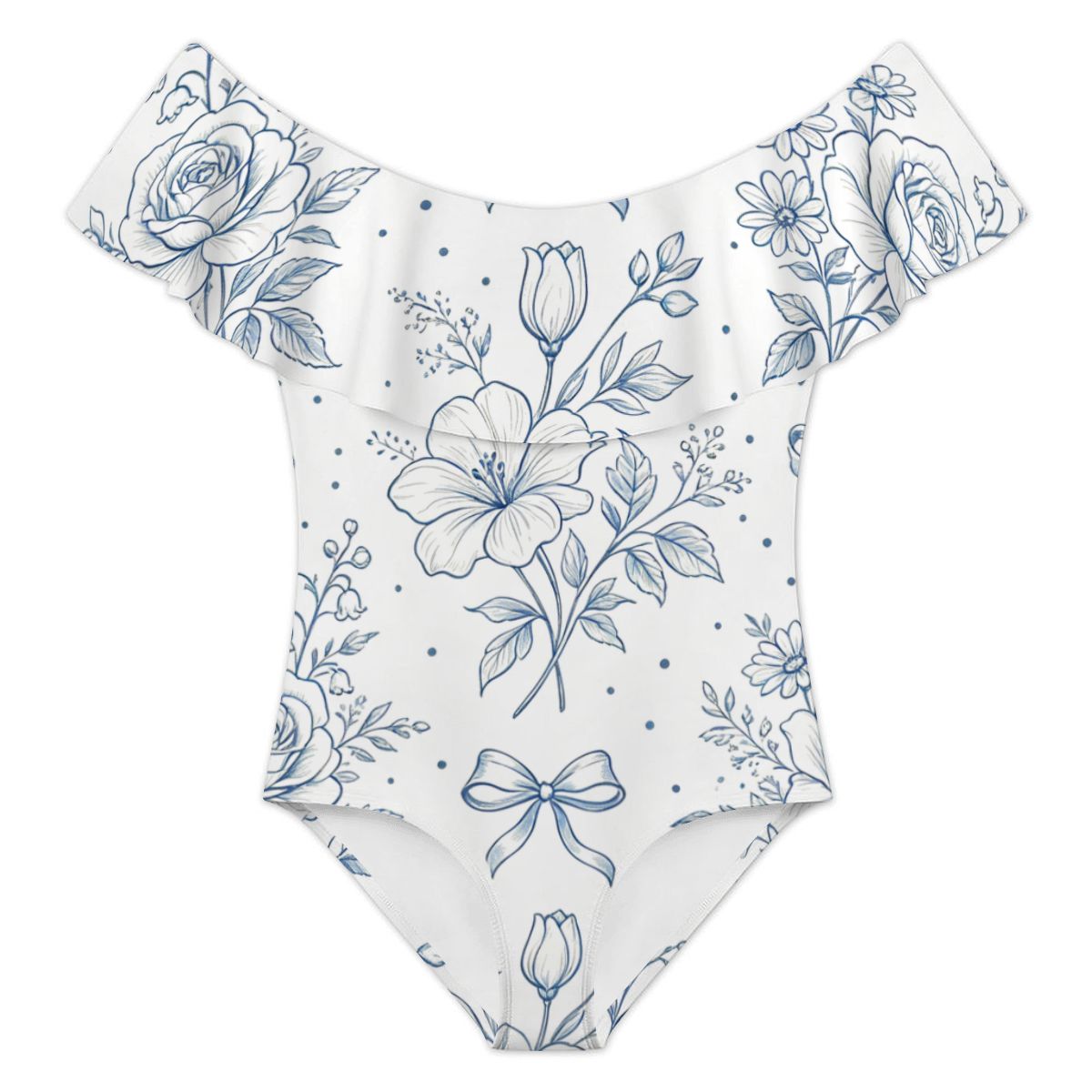 Off Shoulder Ruffle One-Piece Swimsuit
