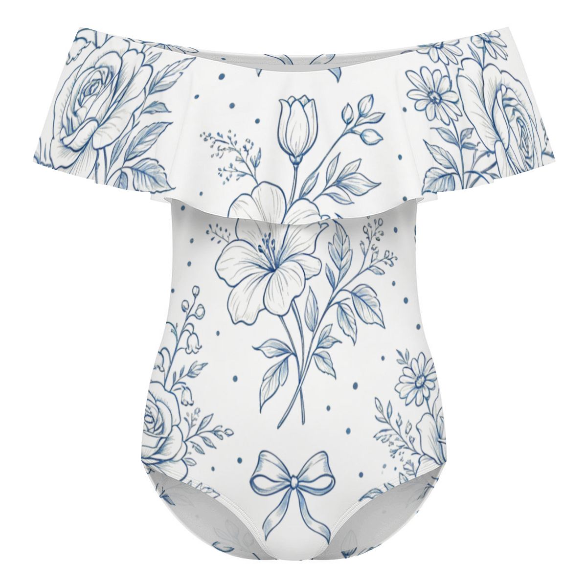Off Shoulder Ruffle One-Piece Swimsuit