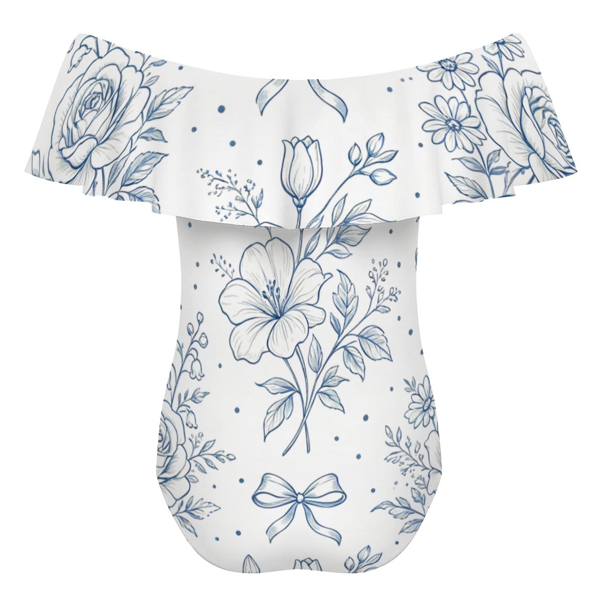 Off Shoulder Ruffle One-Piece Swimsuit