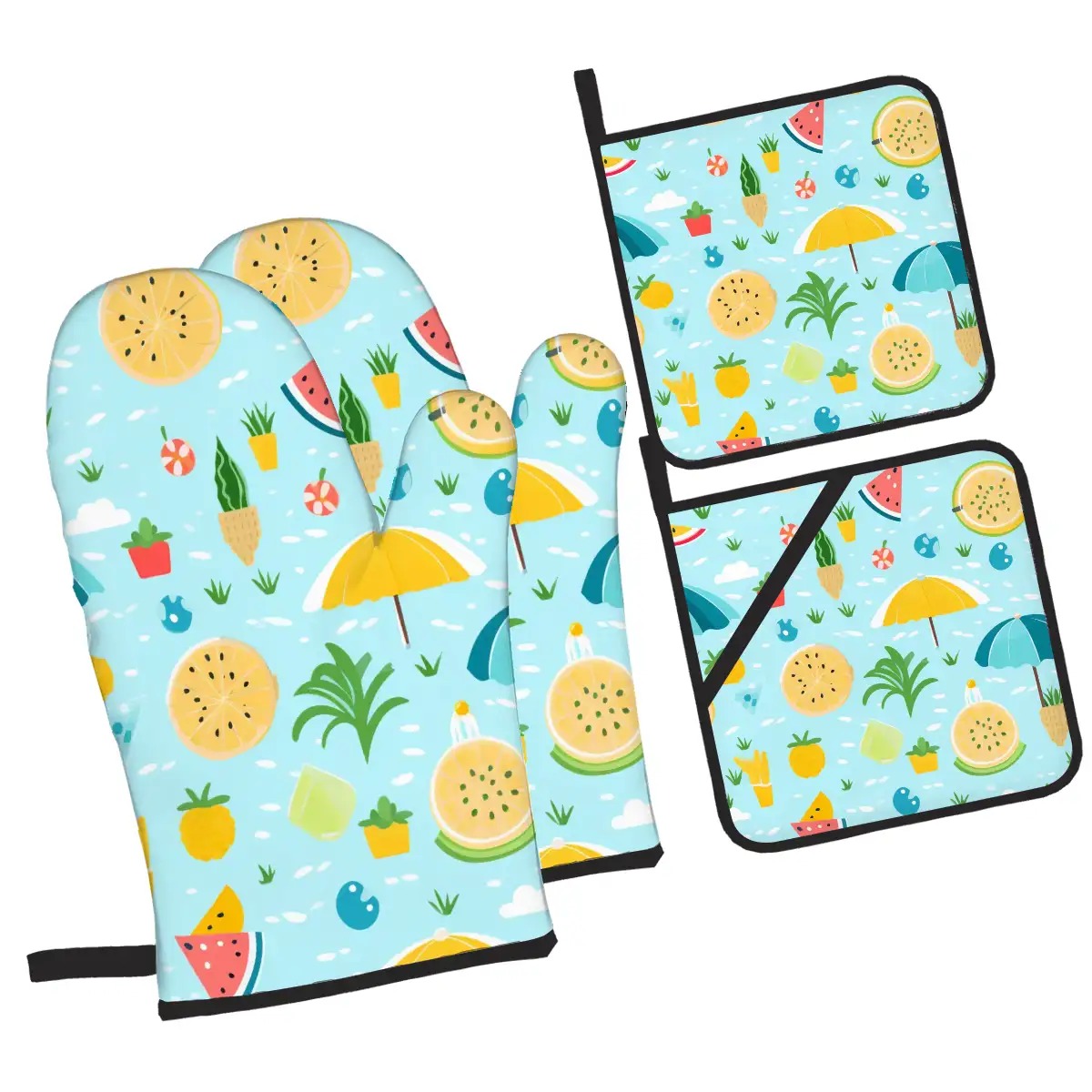 Oven Mitts and Pot Holders Sets (4pcs)