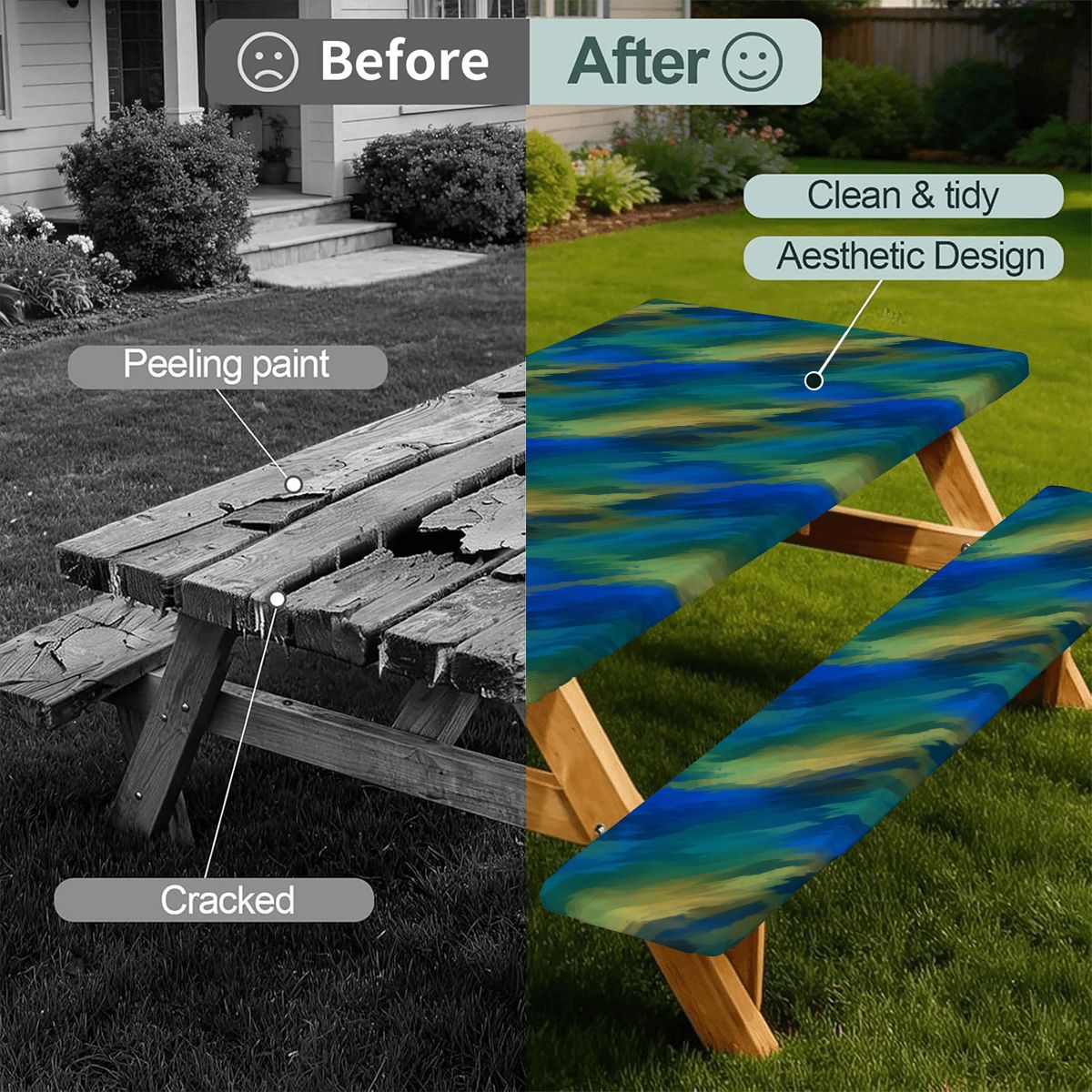 Picnic Table Cover with Bench Covers 5FT
