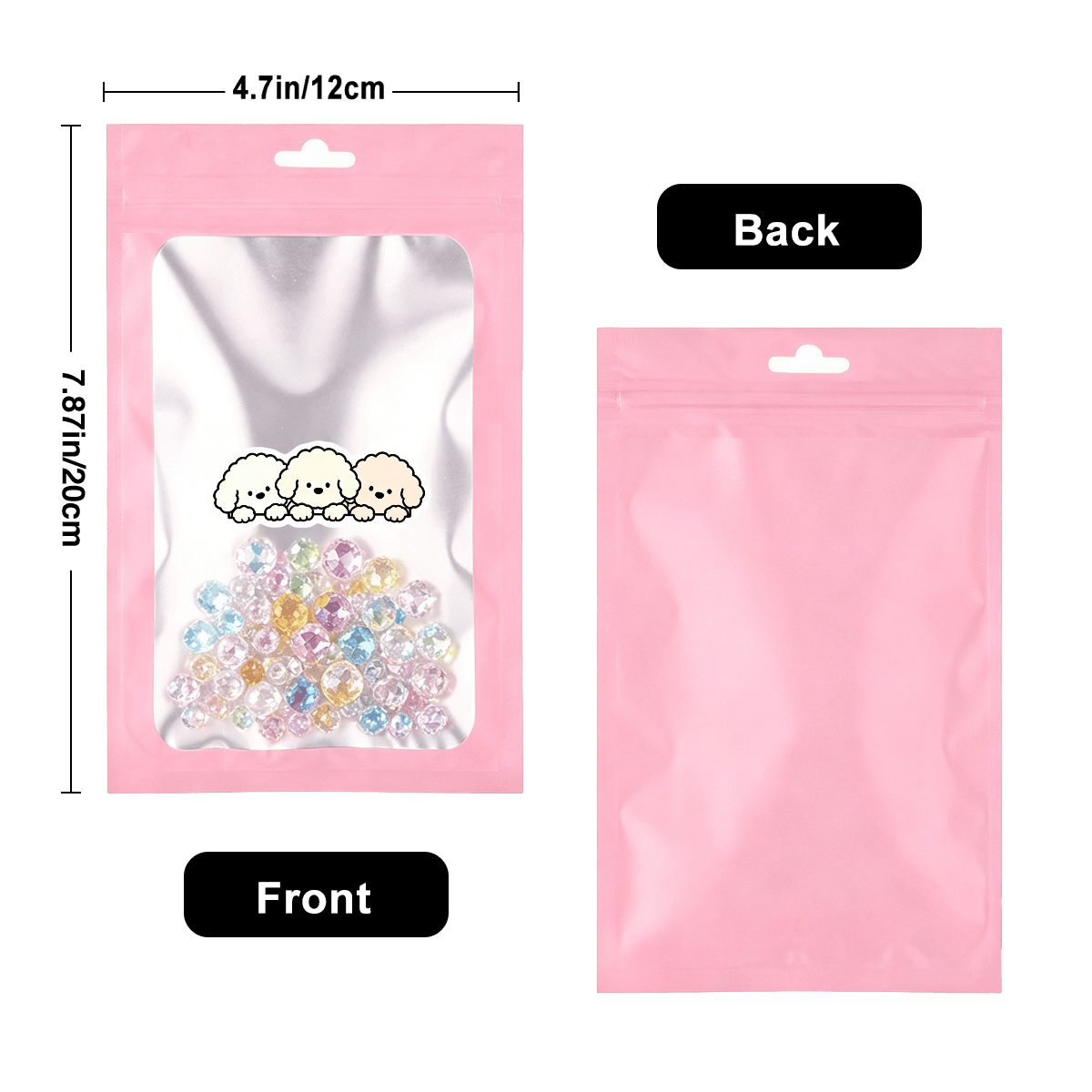 Pink Ziplock Bag-12x20cm