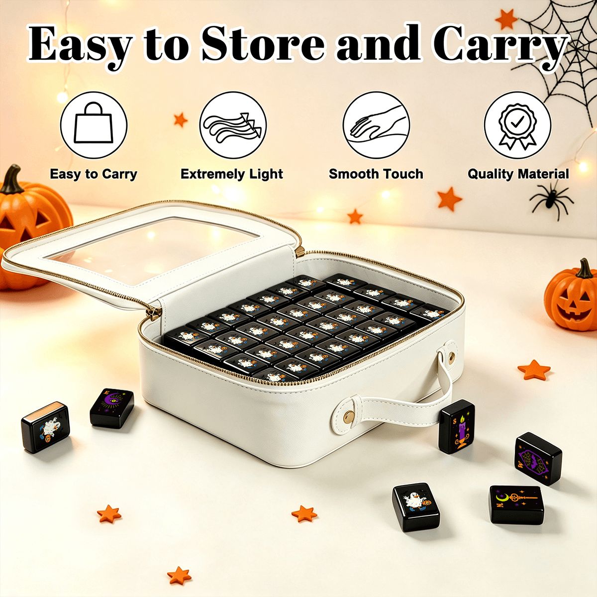 Pumpkin Hex Halloween Mahjong Tiles - Single Layer