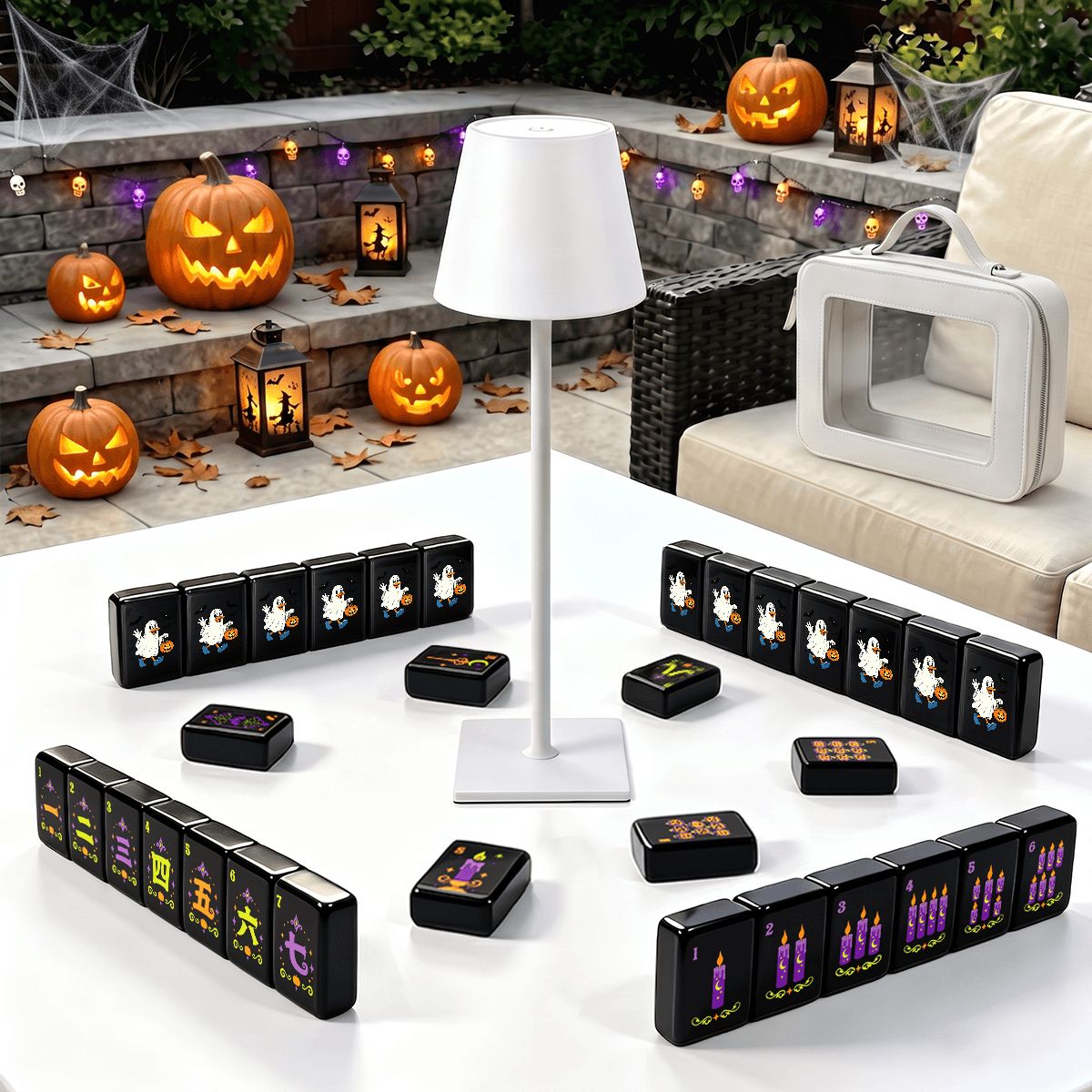 Pumpkin Hex Halloween Mahjong Tiles - Single Layer