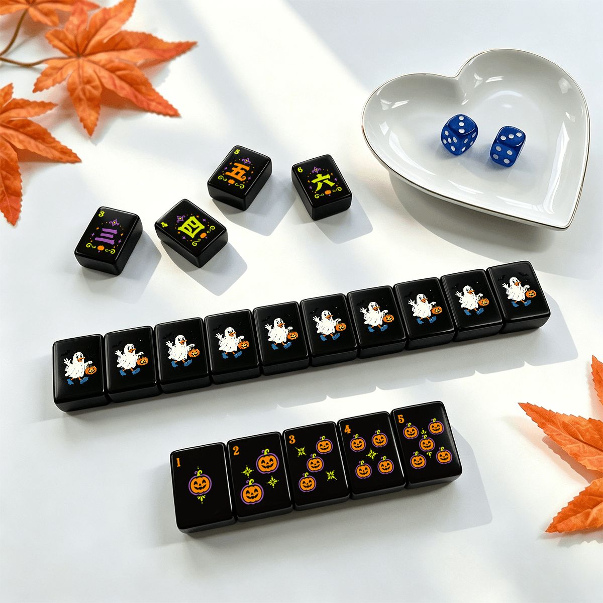 Pumpkin Hex Halloween Mahjong Tiles - Single Layer