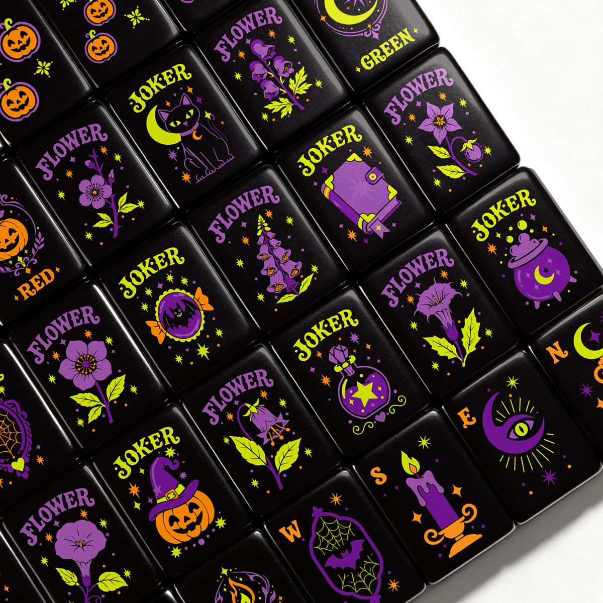 Pumpkin Hex Halloween Mahjong Tiles - Single Layer