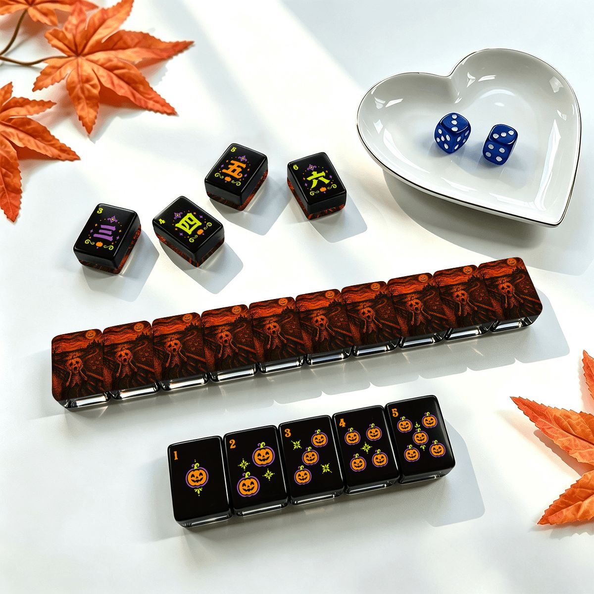 Pumpkin Hex Halloween Mahjong Tiles