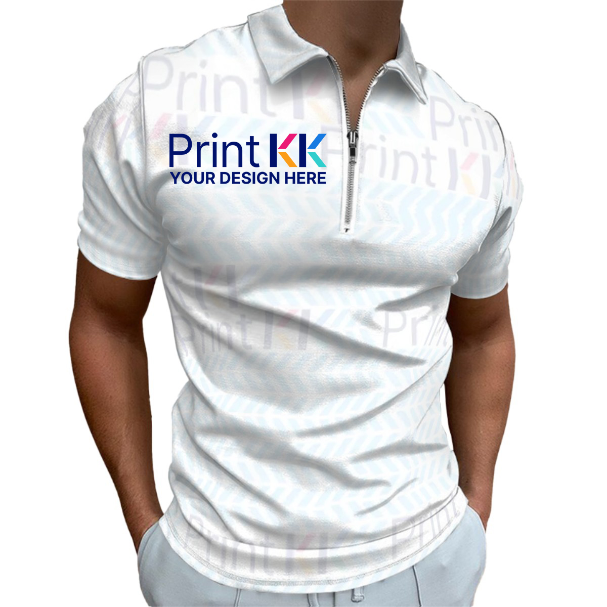 Zip Polo Shirts for Men Slim Fit