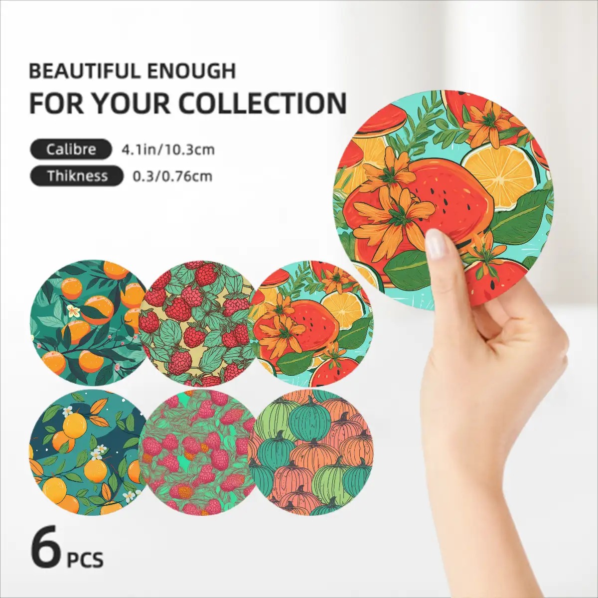 Round Ceramic Coasters Set of 6