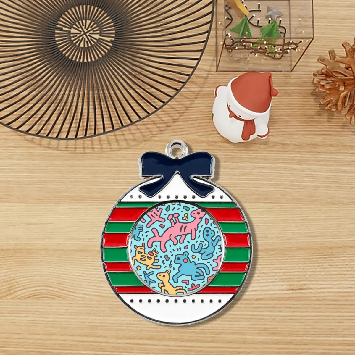 Circular Christmas Decorations Alloy Pendants