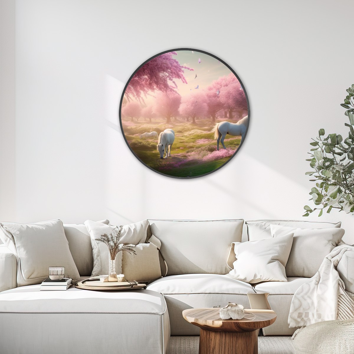 Round Framed Canvas Wall Art