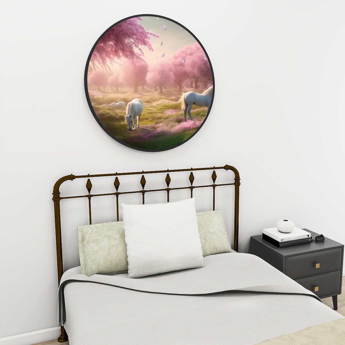 Round Framed Canvas Wall Art