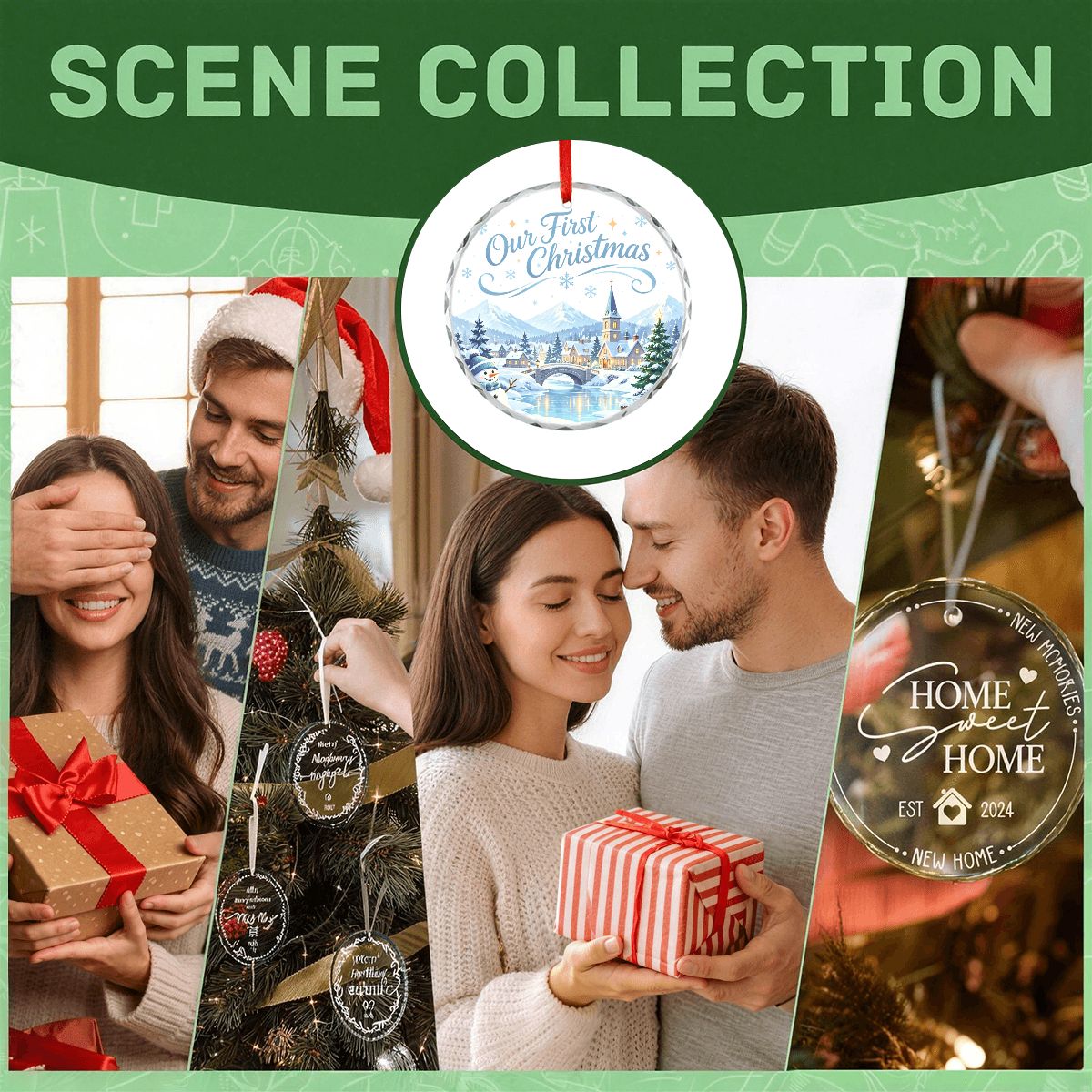 アメリカ製 ラウンドガラスクリスマスオーナメント