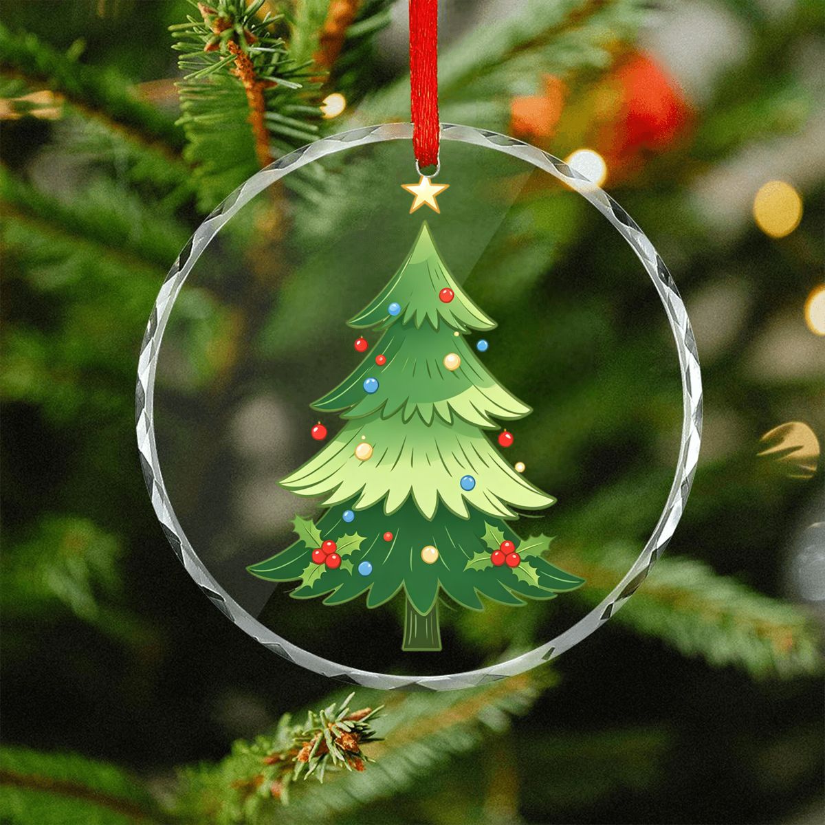 丸いガラスのクリスマスオーナメント