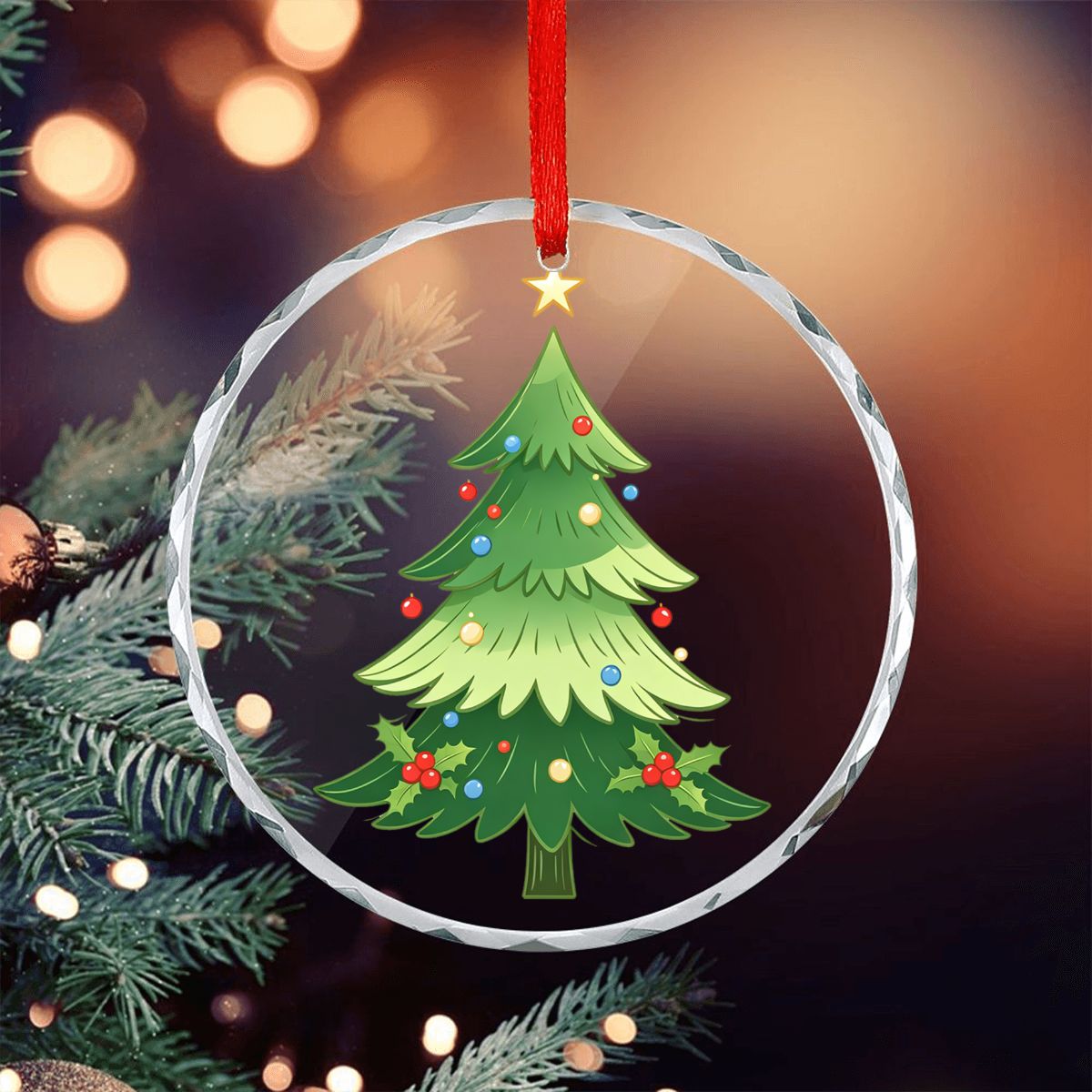 丸いガラスのクリスマスオーナメント