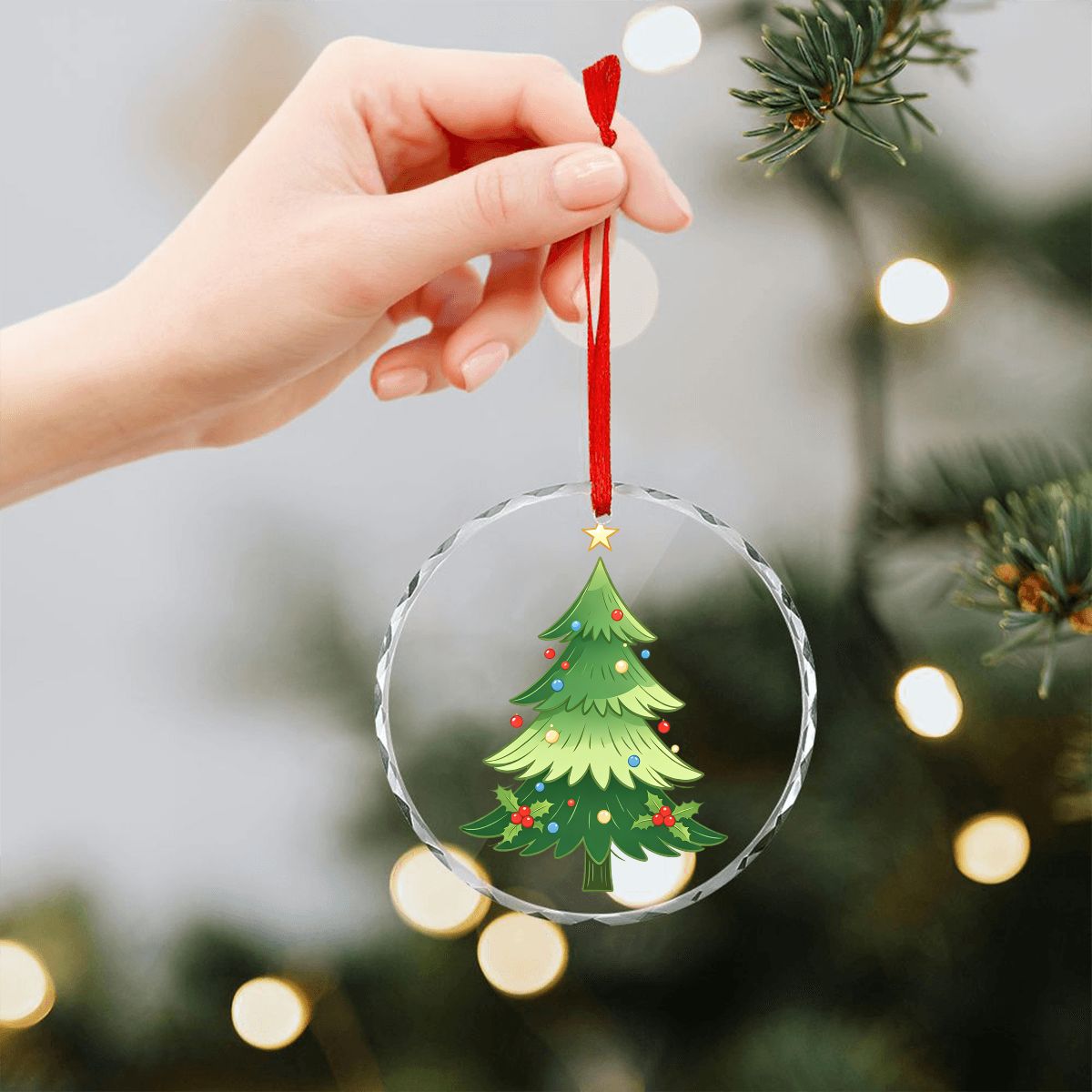 丸いガラスのクリスマスオーナメント