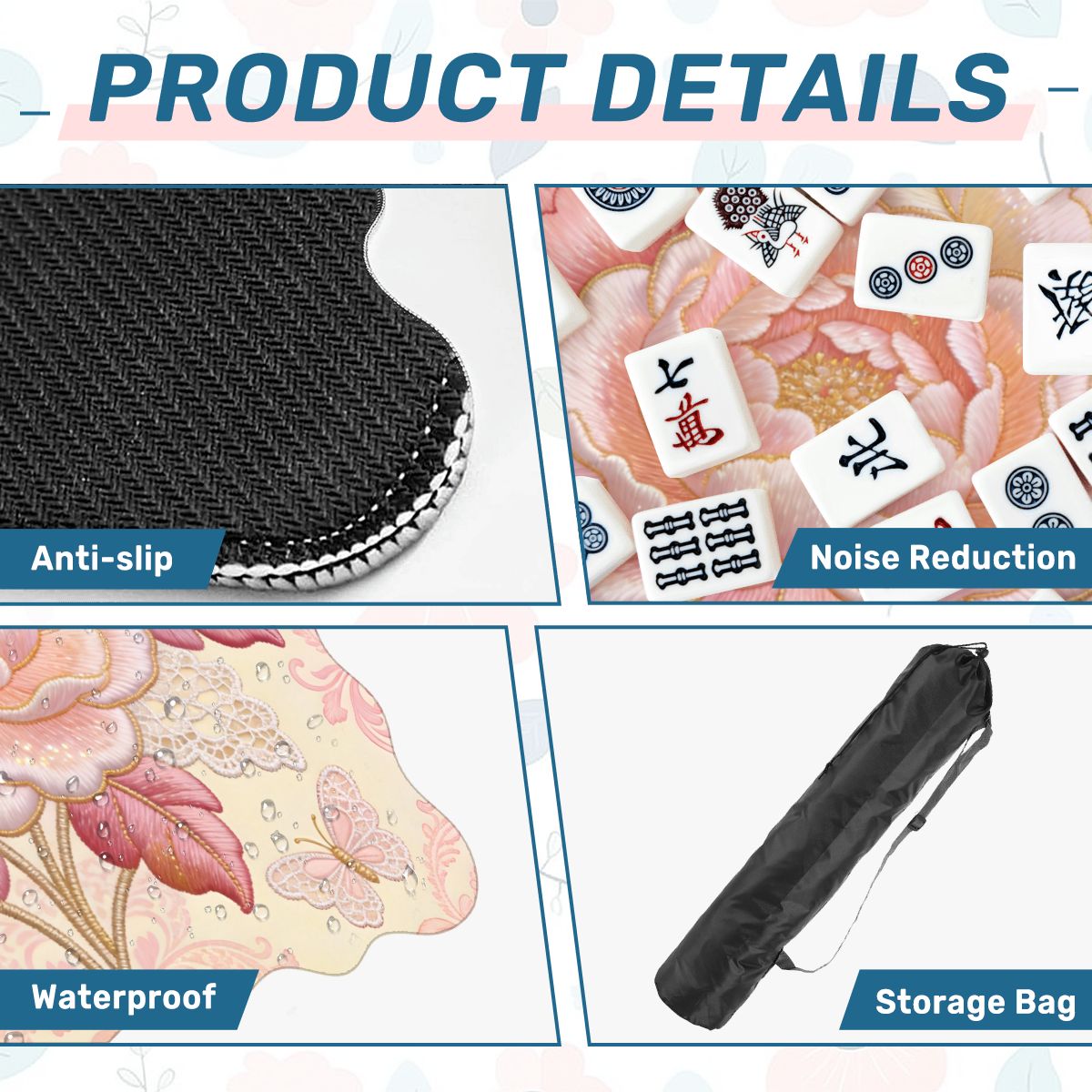 Tapis de Mahjong à bords festonnés 31.5