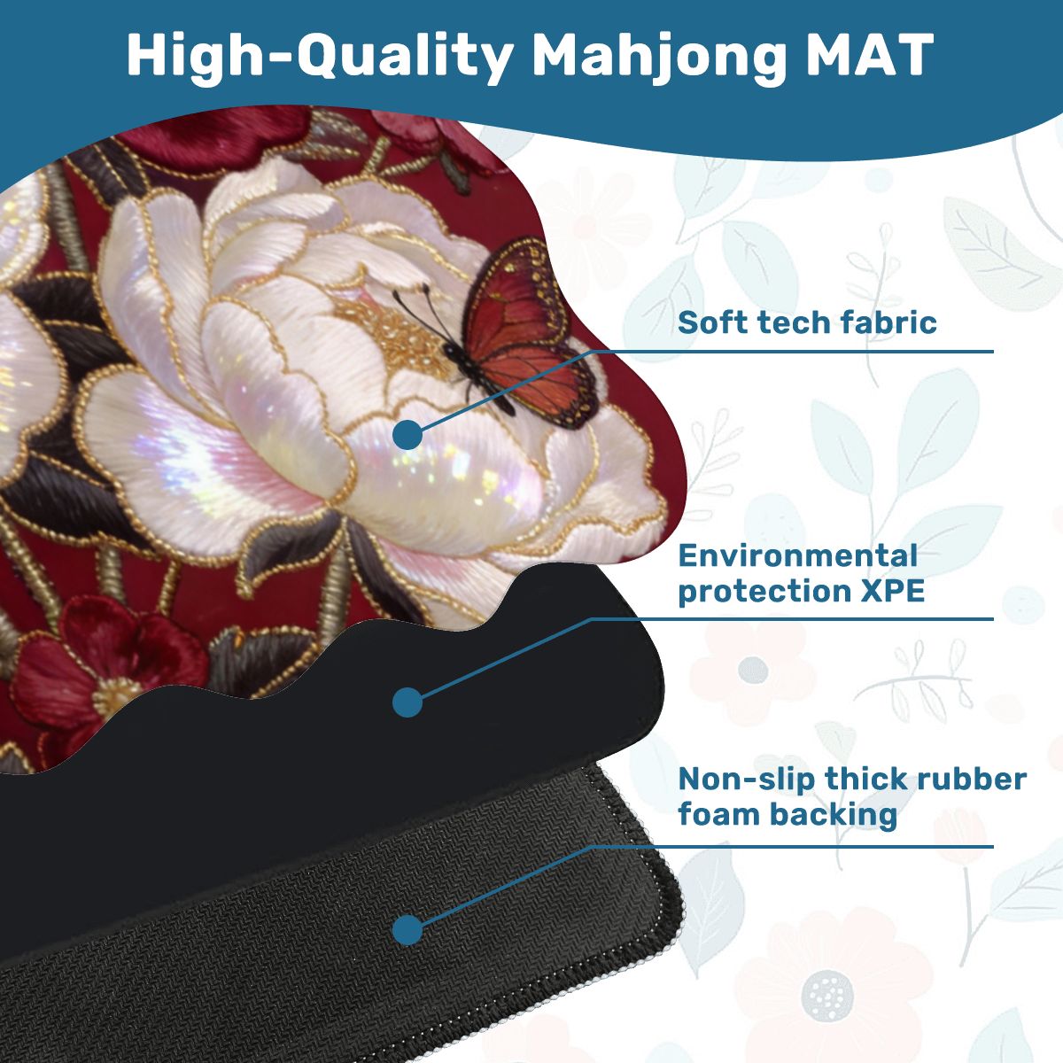 Tapis de Mahjong à bords festonnés 31.5