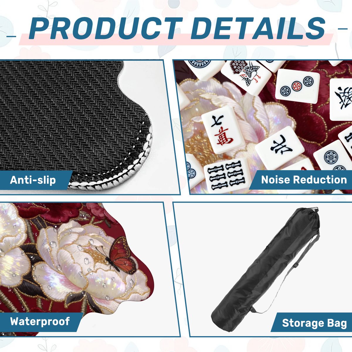 Tapis de Mahjong à bords festonnés 31.5