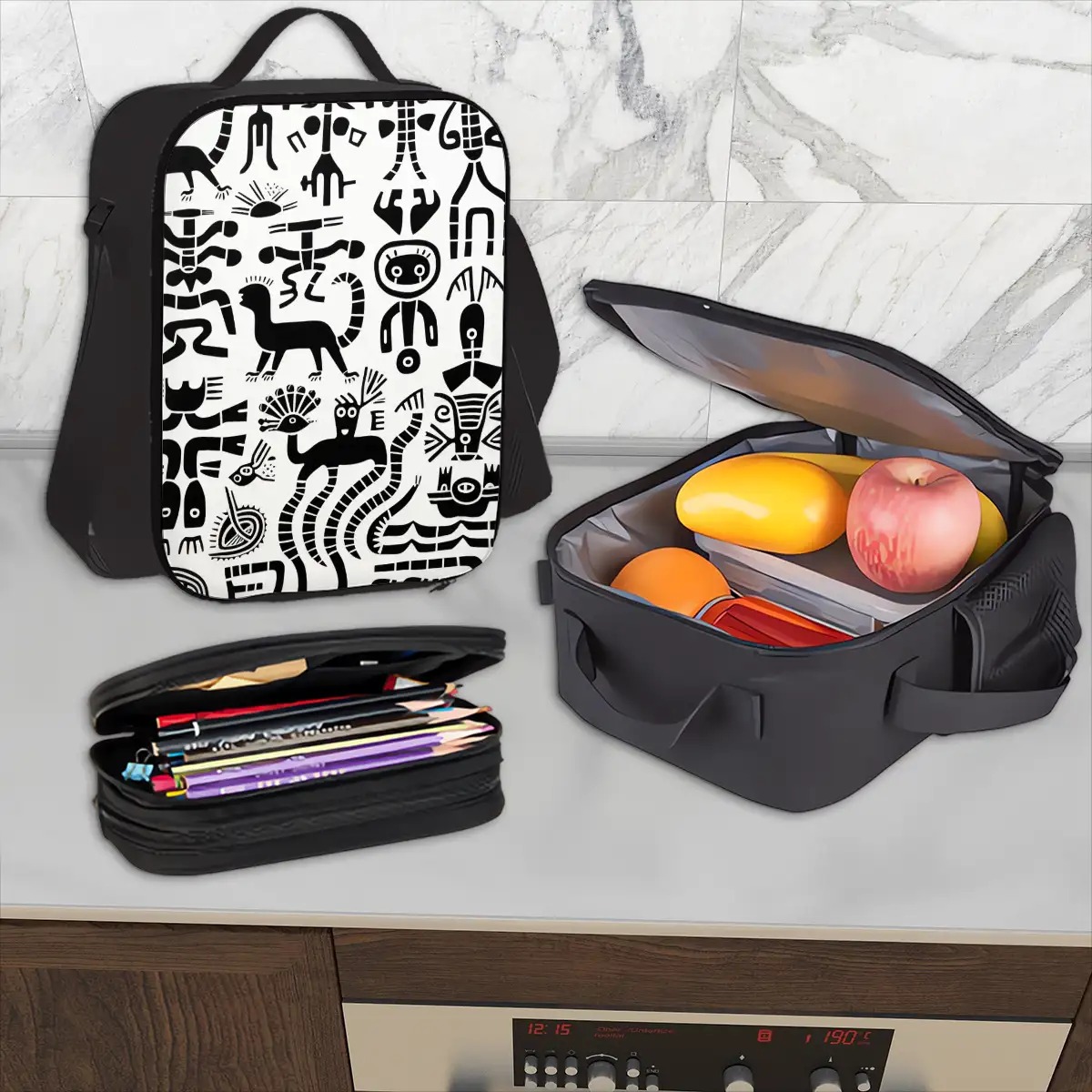 Set of 3 Bags (Oxford Backpack Lunch Bag & Pencil Pouch)