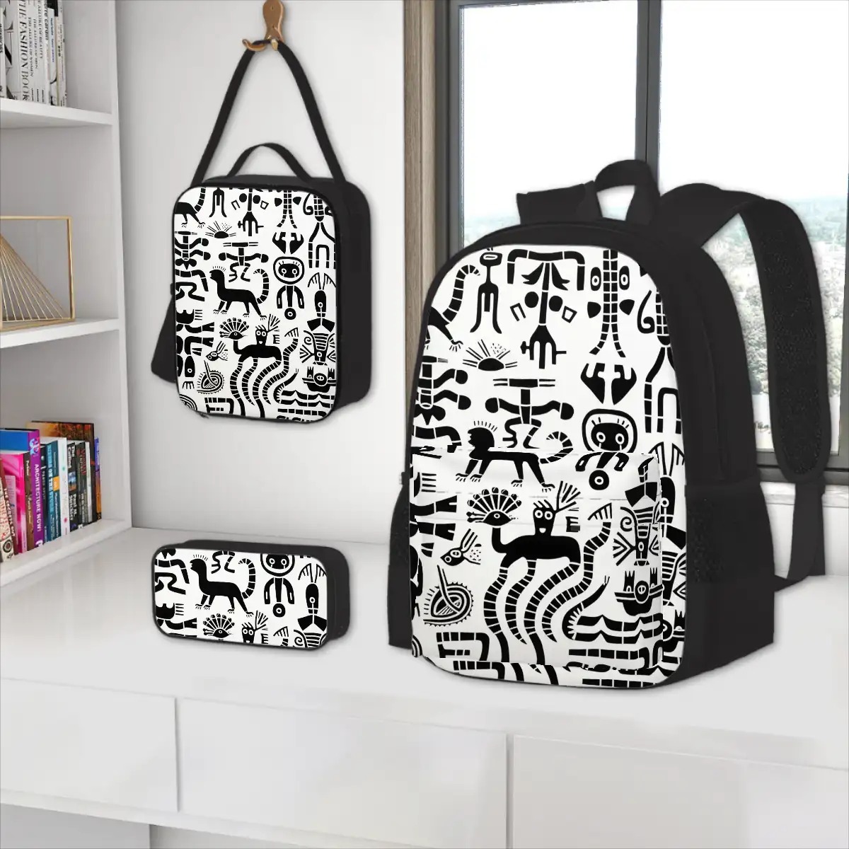 Set of 3 Bags (Oxford Backpack Lunch Bag & Pencil Pouch)