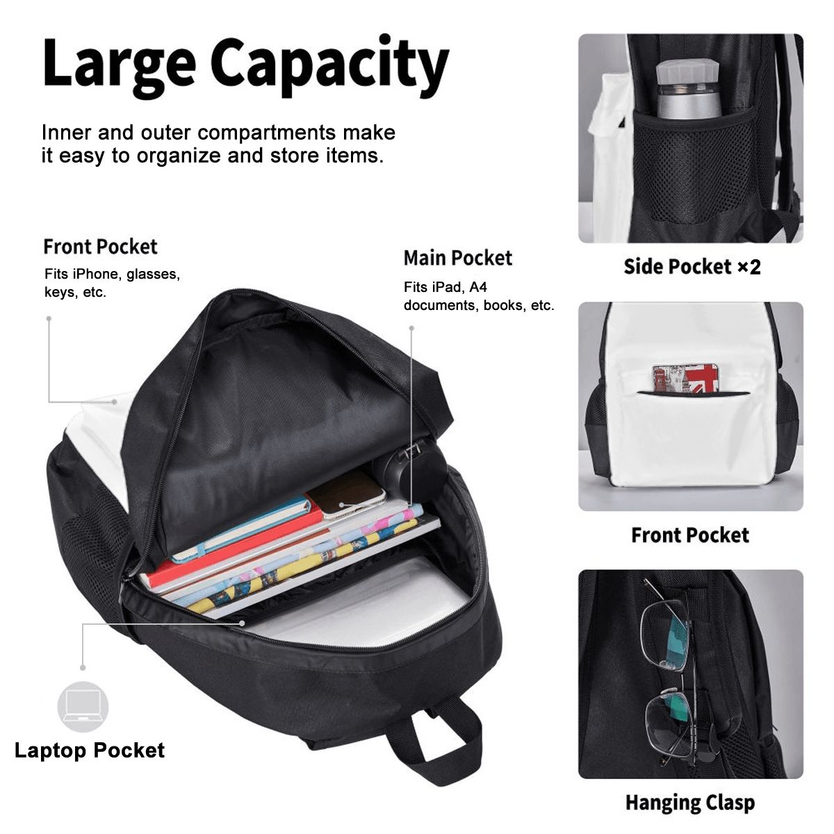 Set of 3 Bags (Oxford Backpack Lunch Bag & Pencil Pouch)