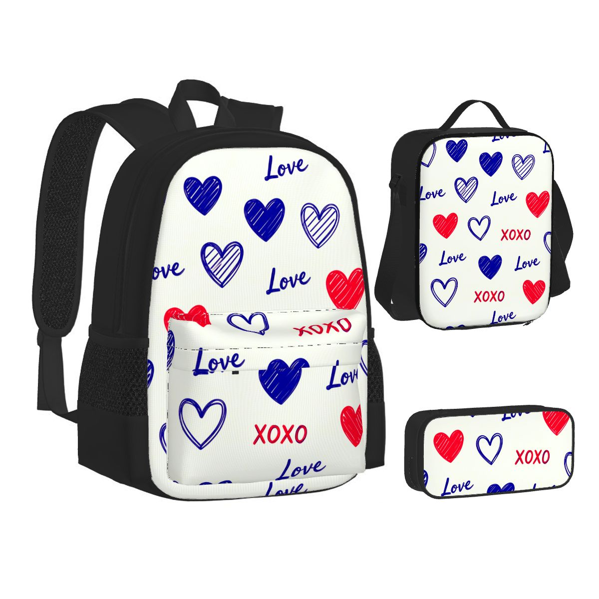 Set of 3 Bags (Oxford Backpack Lunch Bag & Pencil Pouch)