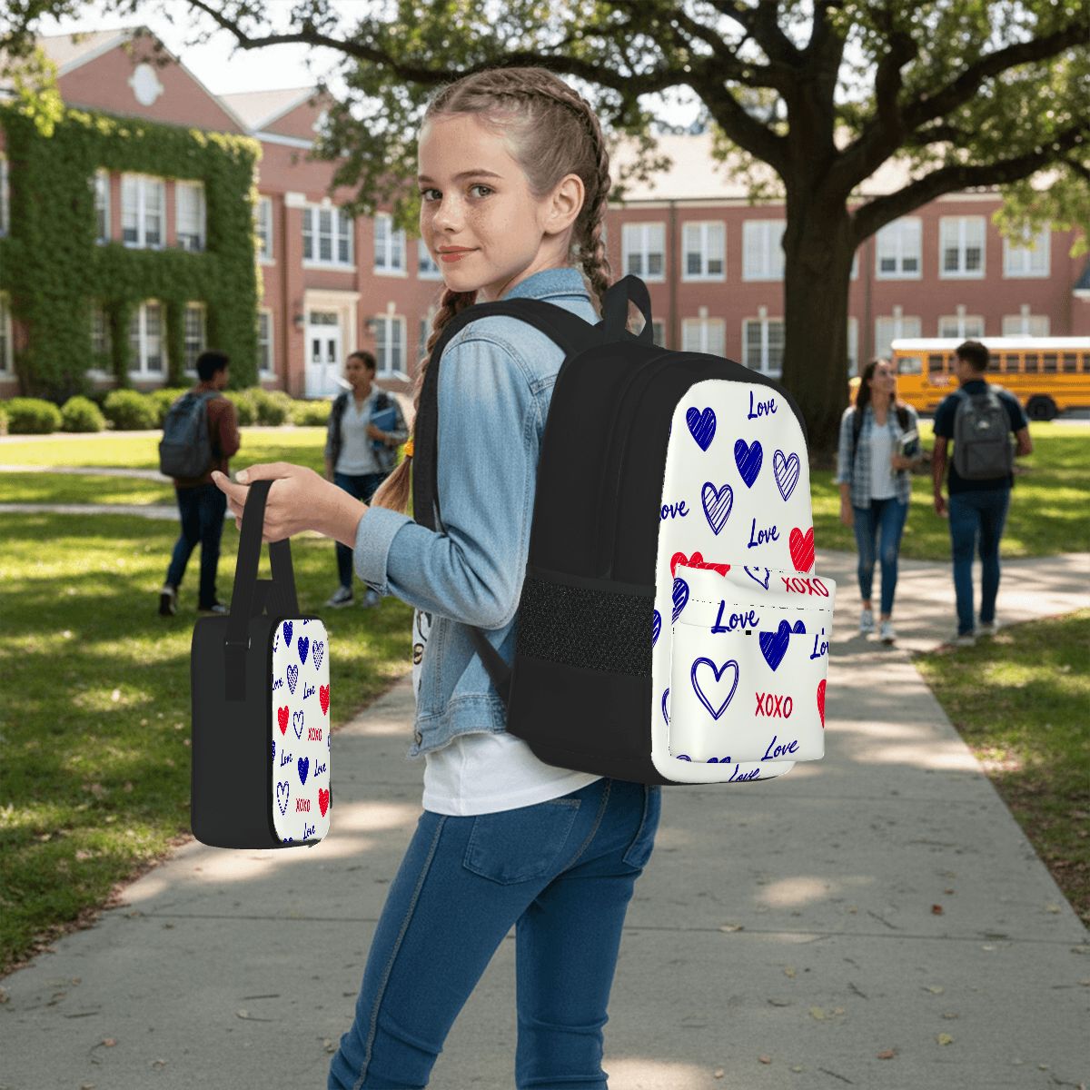 Set of 3 Bags (Oxford Backpack Lunch Bag & Pencil Pouch)