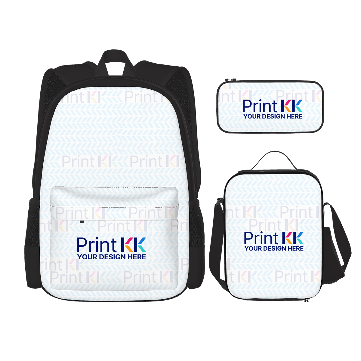 Set of 3 Bags (Oxford Backpack Lunch Bag & Pencil Pouch)