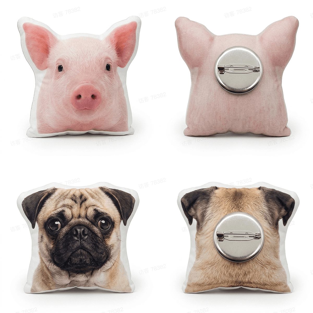 シェイプドミニぬいぐるみブローチピン