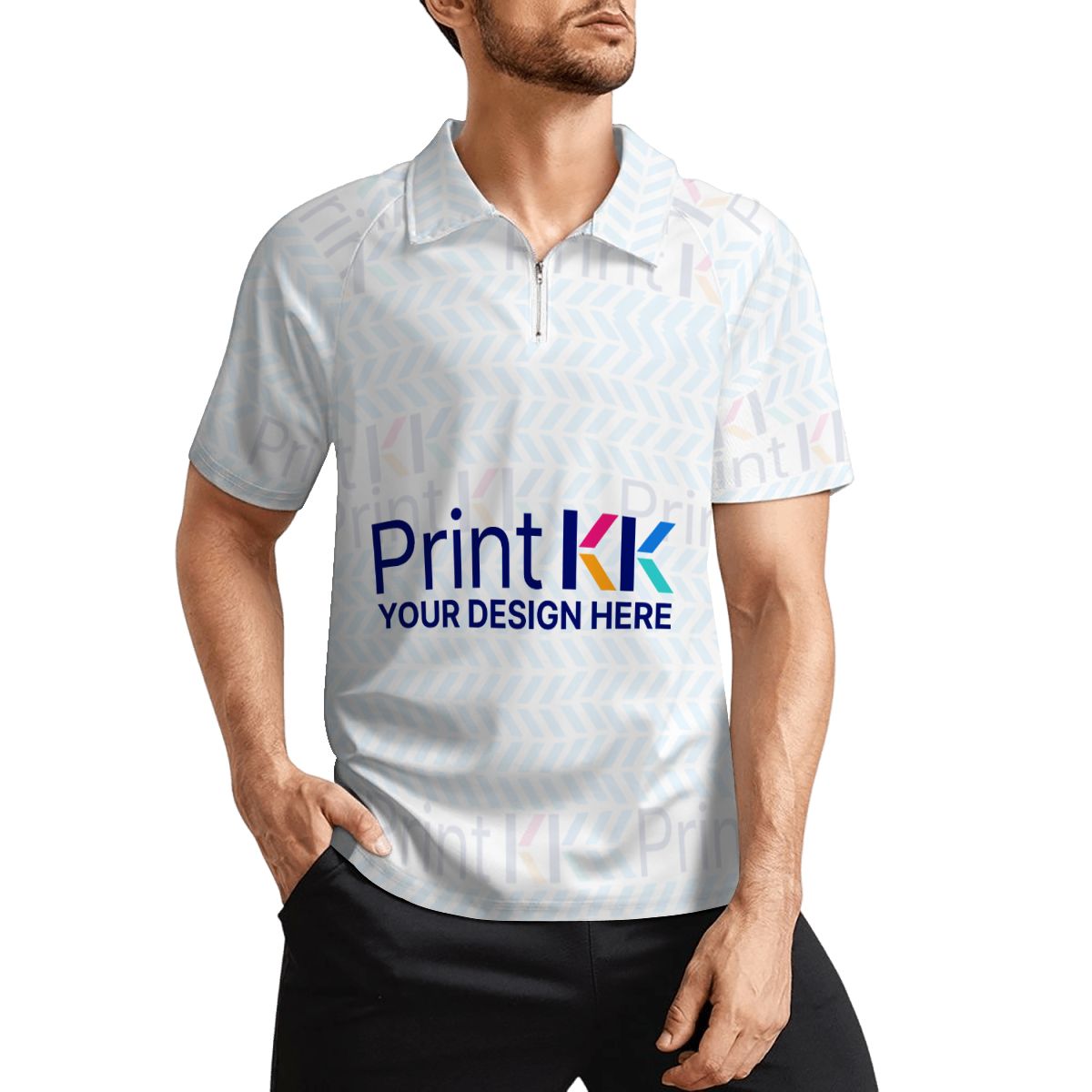 Zip-Poloshirts für Herren, lockere Passform
