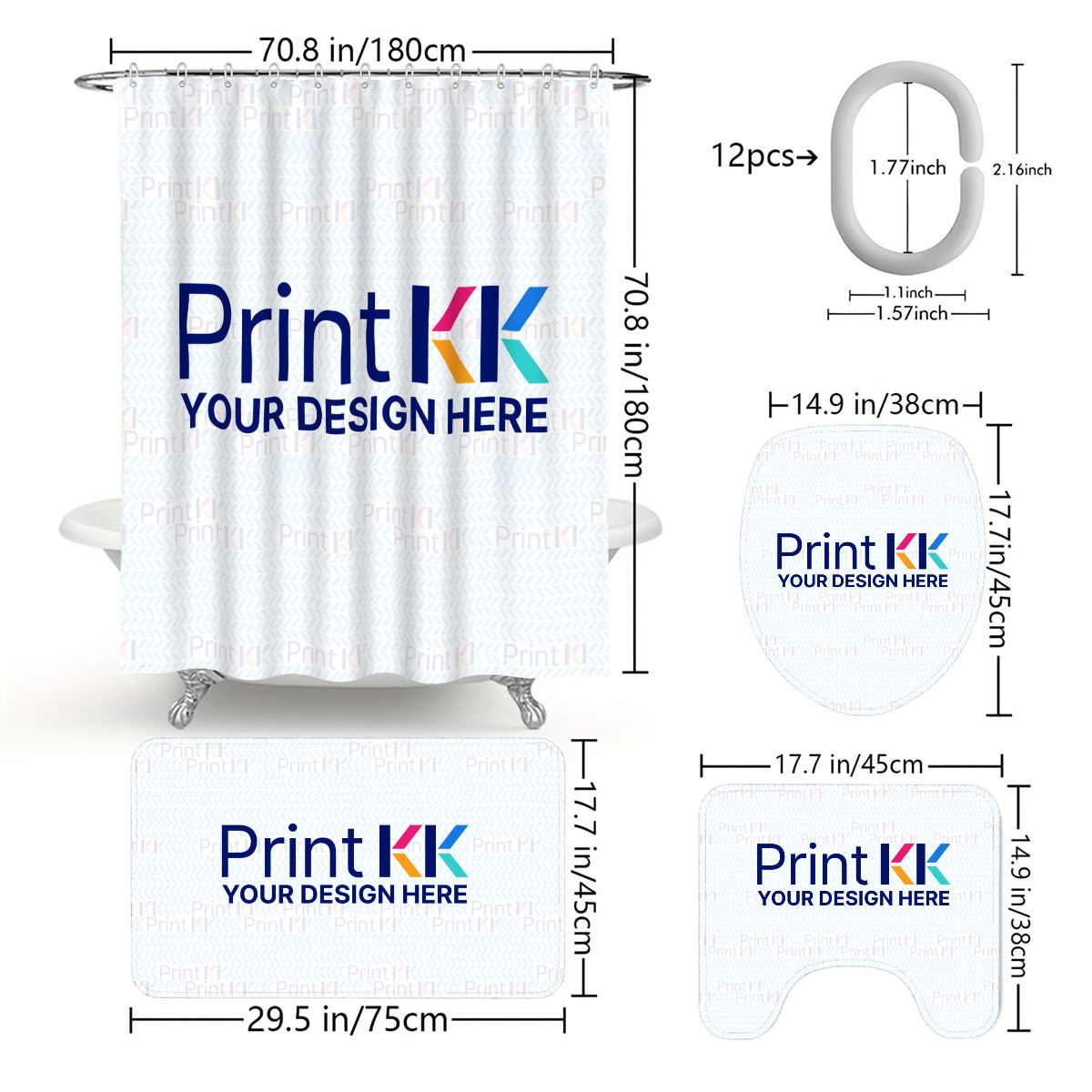 Shower Curtain Bathroom Set (Made in USA)