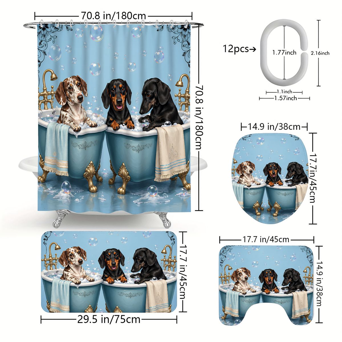 Duschvorhang Badezimmer Set (Hergestellt in den USA)
